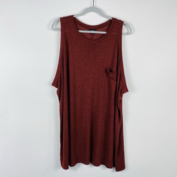 Torrid Size 4X Lightweight Linen Blend Crew Neck Pocket Tank Top Red Brick - Picture 1 of 5